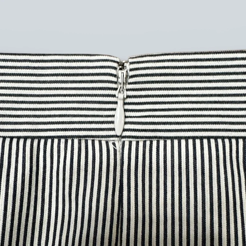 J.Crew Black & White Striped Seersucker A-Line Skirt with Pockets - Picture 6 of 9